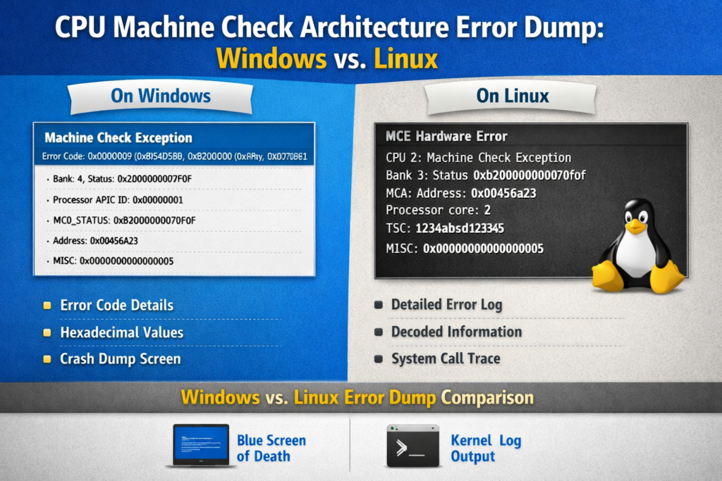 CPU Machine Check Architecture Error Dump in Windows vs Linux
